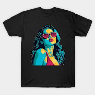 Comic Pop Art Girl with Shades T-Shirt